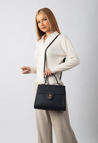 Estelle Genuine Leather Handbag (Black)