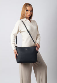 Victoria Genuine Leather Handbag (Black)