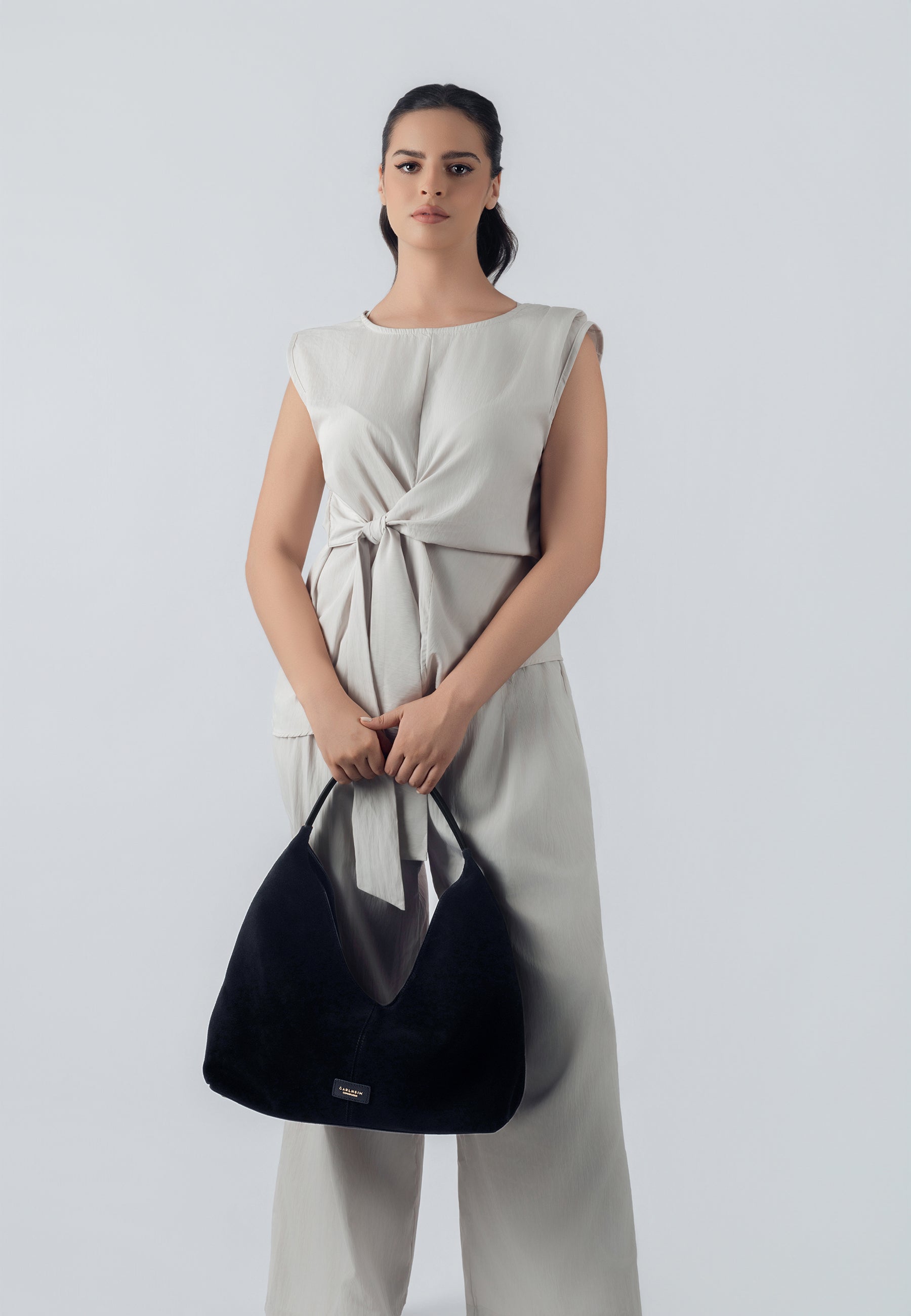 Eliana Suede Handbag (Black)