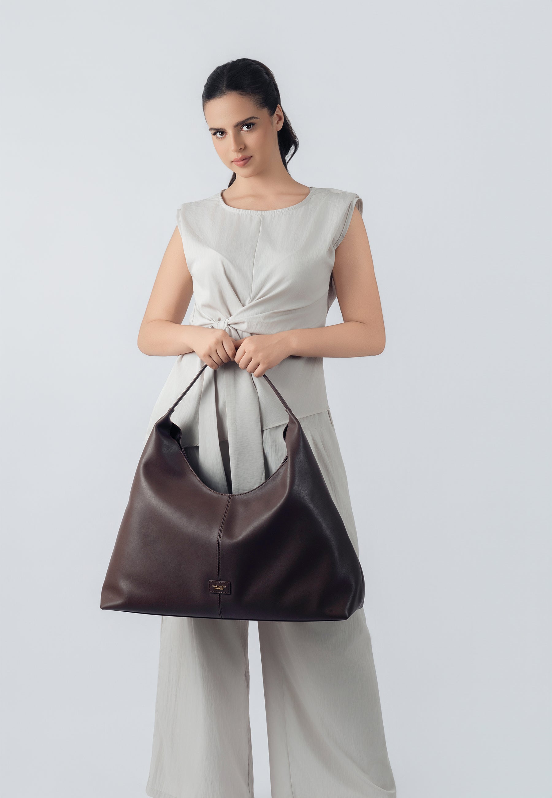 Madeline Genuine Leather Handbag (Brown)