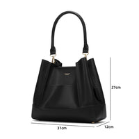 Velvet Genuine Leather Handbag (Black)