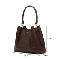 Velvet Genuine Leather Handbag (Brown)